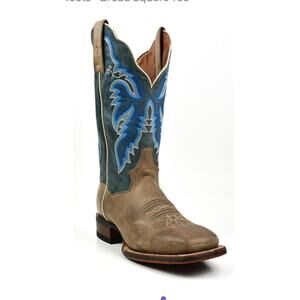 Dan Post WM SZ 7 Blue Brown Performance Broad Square Toe Leather Cowboy Boots